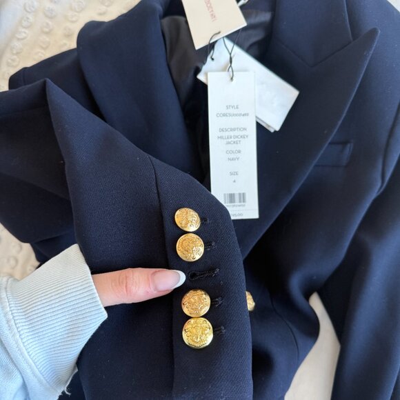 NWT Veronica Beard Miller Dickey Blazer Jacket In Navy Double Breasted Sz 16 - Picture 4 of 10